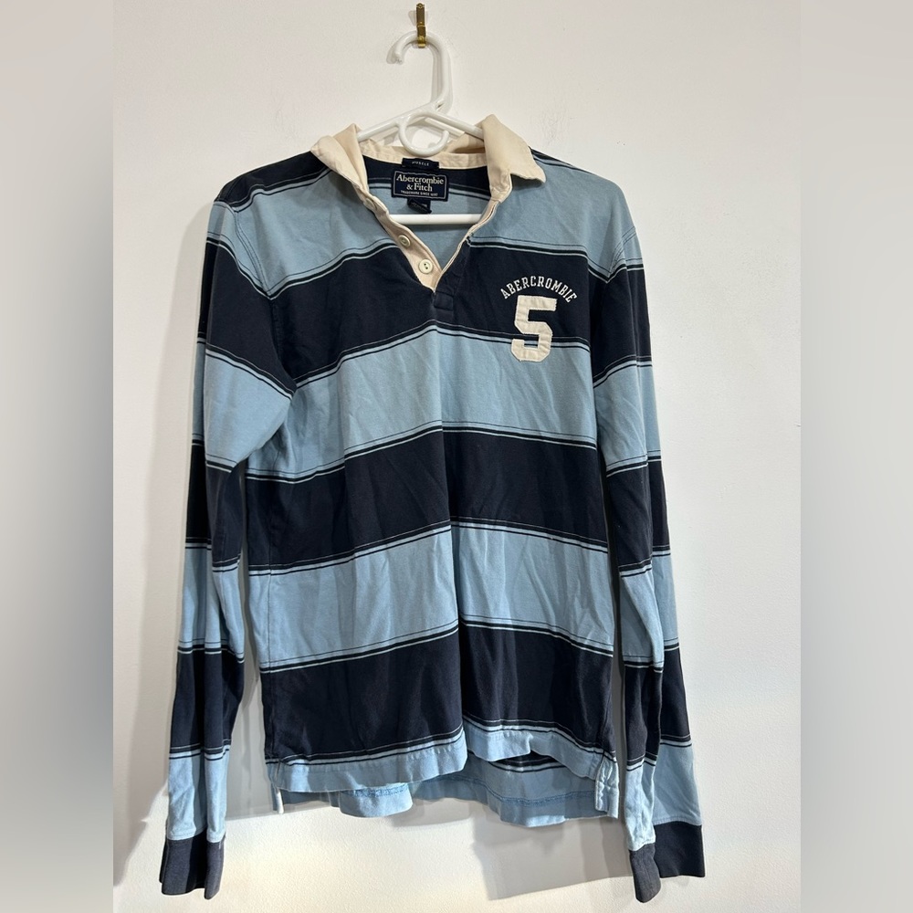Vintage Abercrombie & Fitch Striped Long Sleeve Polo Men’s Size Small